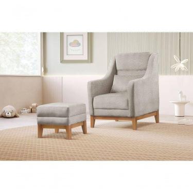 Imagem de Poltrona De Amamentação Com Puff áquila bouclé Cinza 401