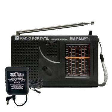Imagem de Rádio Portátil 7 Faixas Pilha Motobras e Eliminador de Pilha,  Preto