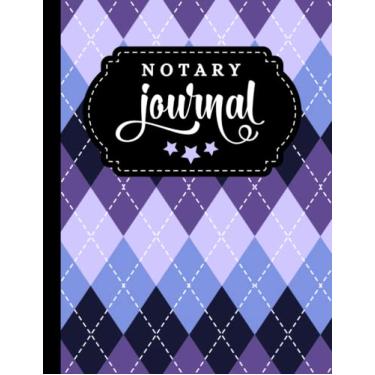 Imagem de Notary Journal: 8.5x11 Large Notarial Logbook/With 200 Numbered Pages - Two Record Logs Per Page / 400 Records/Ledger Book Gift For Signing Agents ... Blue Argyle Diamond - Geometric Art Pattern