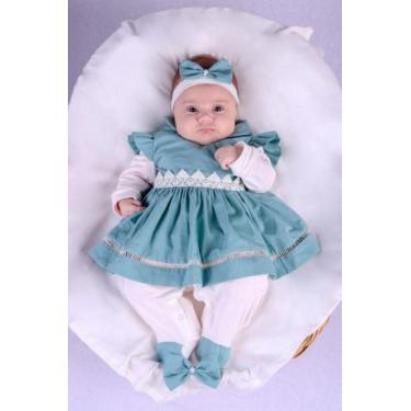 Imagem de Saída de Maternidade de Menina Alice 4 Peças - Lalu Enxovais, Verde, P