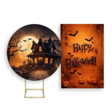 Imagem de Painel De Festa Redondo 1,50x1,50 + Painel Vertical 1,50x2,20 - Hallow