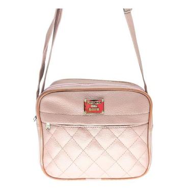 Imagem de Bolsa transversal feminina resistente dia dia premium - Glamour, Rosa