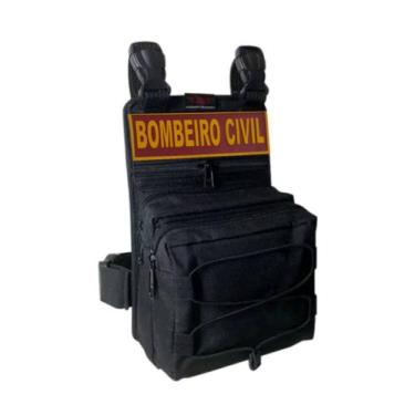 Imagem de Kit Bombeiro Civil Bornal Fn Com Bolso Duplo Preto + Patch Emborrachad