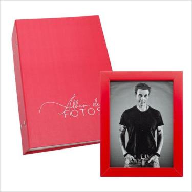 Imagem de Álbum De 500 Fotos 10X15 + Porta Retrato Vermelho Amor - Clip