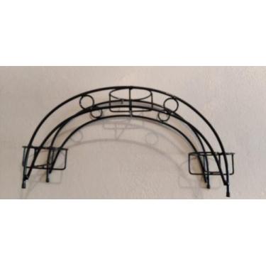 Imagem de Suporte plantas ferro 3 vasos preto 13 cm diâmetro jardim - Shoppingne