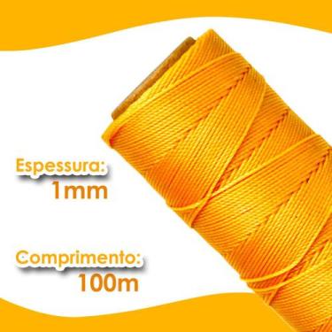 Imagem de Cordão Encerado 1mm - Fio Cordone Amarelo Ouro - 100 Metros - Nybc