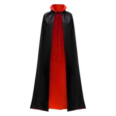 Imagem de Fantasia Capa Magico Longa Halloween Vampiro Terror Mago Manto Dracula