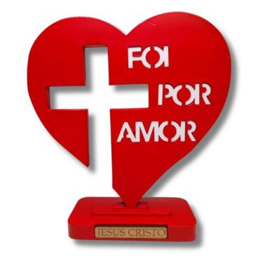 Imagem de Coração Cruz Jesus Enfeite Decorativo - DED