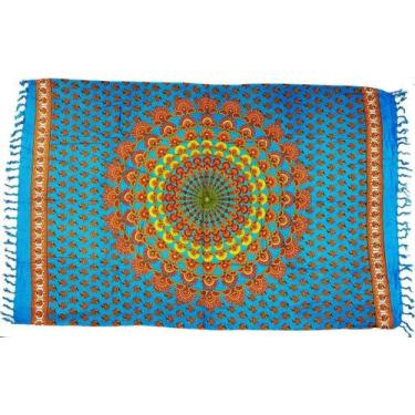 Imagem de Canga de Praia Indiana Mandala - Azul Aço - Besakih, Azul aço