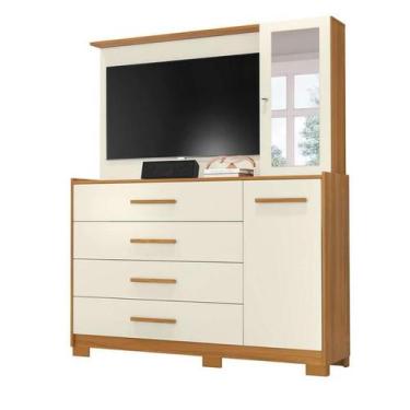 Imagem de Cômoda Ilhabela com Painel para TV 4 Gavetas 2 Portas e Espelho Albatr