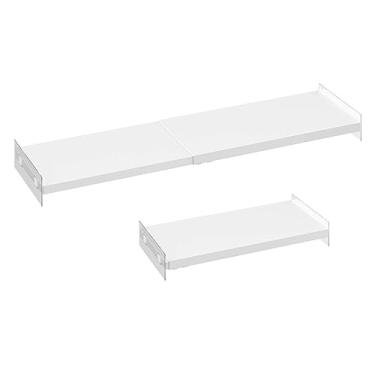 Imagem de WEJIPP Organizador de prateleira de armário expansível divisória de prateleira de tensão de metal resistente DIY separador de prateleira para guarda-roupa armário despensa cozinha banheiro, branco, 2