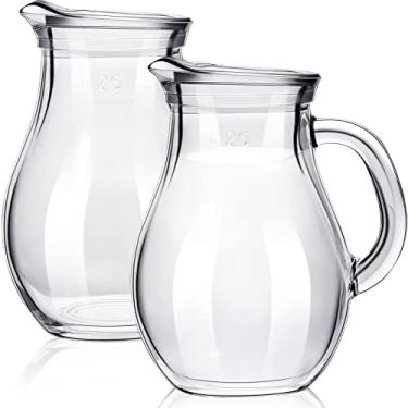 Imagem de Leinuosen 2 frascos pequenos de vidro com bico para espumar leite, jarra de vidro elegante, café, chá, leite, creme, copo criativo, espumador de leite (estilo elegante, 250 ml)