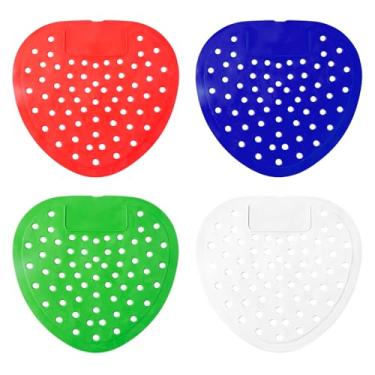 Imagem de Pacote com 4 telas de mictório de limão, antirespingos, antientupimento, tapetes universais para mictórios, tapetes universais para banheiro, banheiros, escritório, hotéis, duram até 30 dias (4 cores)