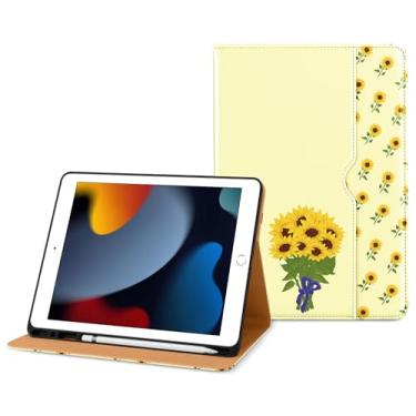 Imagem de DTTO Capa para iPad 9ª/8ª/7ª geração de 10,2 polegadas 2021/2020/2019, capa fólio de couro premium com suporte para Apple Pencil - despertar/hibernar automático e vários ângulos de visualização,