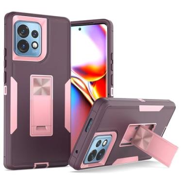 Imagem de Tothedu Capa de telefone para Motorola Edge Plus 2023/capa para Moto X40/Moto Edge 40 Pro XT2301-5, capa magnética com suporte de camada dupla à prova de choque para Motorola Edge+ 2023 roxo rosa