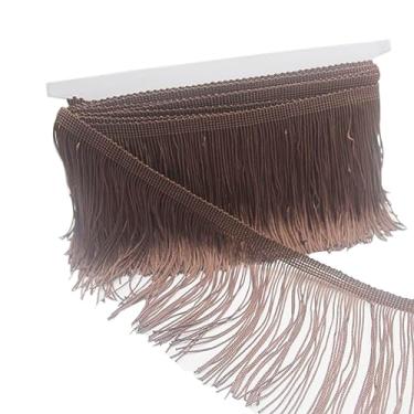 Imagem de KUYLENT Corrente de renda com franja de 10 cm para vestido latino, palco, abajur, decoração DIY (cor café)