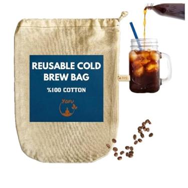 Imagem de (Pacote com 2) Saco de café de algodão orgânico (20,3 x 28 cm) - Filtro de café reutilizável com cordão EasyOpen, projetado para jarros, potes de vidro e sistemas Toddy (pacote com 2)