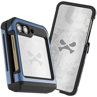 Imagem de Ghostek ATOMIC Capa fina para Galaxy Flip5 traseira transparente com amortecedor de metal de alumínio azul premium resistente à prova de choque capa de telefone projetada para Samsung Galaxy Z Flip 5