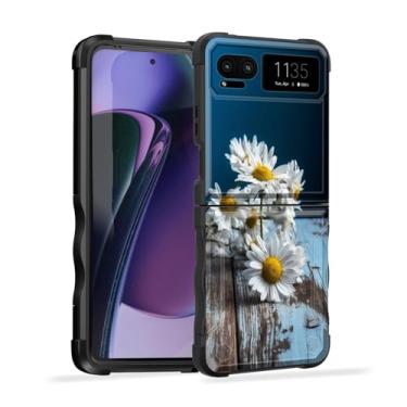 Imagem de EFGWSDER Capa para Moto Razr 40, Moto Razr 2023, [Camada dupla][Proteção contra quedas de grau militar de 3,5 m] Capa resistente à prova de choque para Motorola Moto Razr 2023/Moto Razr 40, margarida