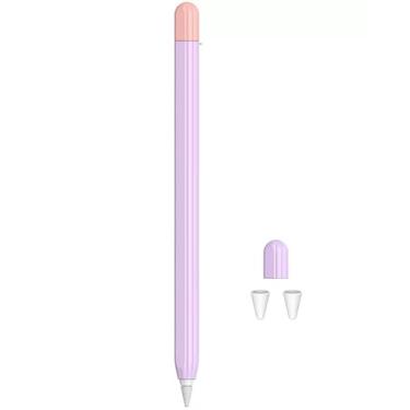 Imagem de Capa para caneta de duas cores para Apple Pencil 2ª geração 2018 Peincil Pro 2024, capa de proteção antiderrapante, capa de silicone macio para iPad Pro Pen (para Apple Pencil 2, roxo)