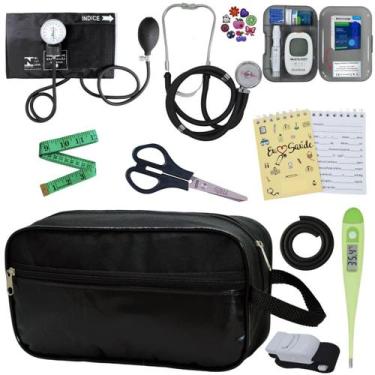 Imagem de Kit de Enfermagem Aparelho de  Pressao Estetoscopio Necessaire Medidor
