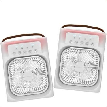 Imagem de Kit 2 Mini Ar Condicionado Ventiladores Climatizados Branco Portáteis 