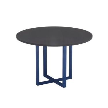 Imagem de Mesa de Reunião Redonda Tubular P25 Pandin 1,10 M Preto e Azul Del Rey