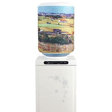 Imagem de ZUYYON Capas de balde de dispensador de água para garrafas de água de 5 galões, capas à prova de poeira para refrigerador de água reutilizável de tecido decoração de balde protetor de capa de móveis