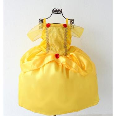 Imagem de Vestido Fantasia Infantil Meninas Bela E A Fera Luxo E Tiara - pingo d