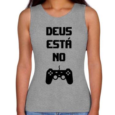 Imagem de Regata Feminina Deus está no controle - Foca na Moda, Cinza, P