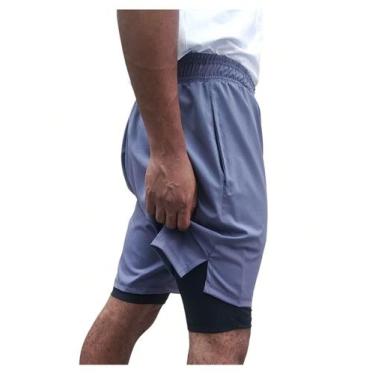 Imagem de Short Duplo Treino Corrida academia Compressão Elastano Dry - OXIDADO,