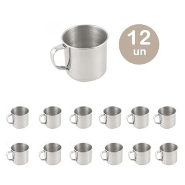 Imagem de 12un Caneca copo alumínio café chá 150ml canequinha cozinha - Yazi