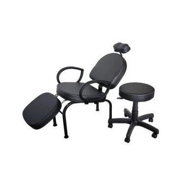 Imagem de Kit Conforty Designer e Maquiagem Cadeira e Mocho - FOR-TY, PRETO