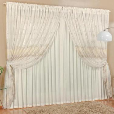 Imagem de Cortina Italiana para Quarto Palha Varão Simples 3 Metros - Bordados R