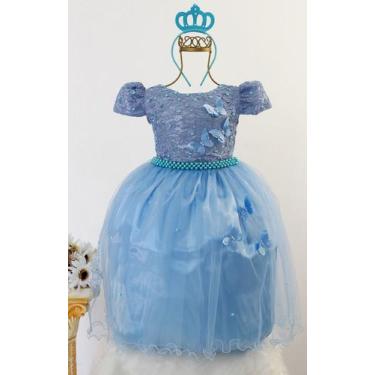 Imagem de Vestido Infantil Festa Luxo Borboleta Jardim Encantado E Tiara - pingo