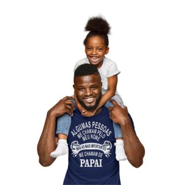 Imagem de Camiseta Frase Dia Dos Pais Papai Engraçada Colorida Azul Marinho - De