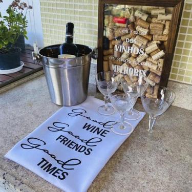 Imagem de Pano de Prato Sacaria Premium - Good Wine Good Friends Good Times - Pa