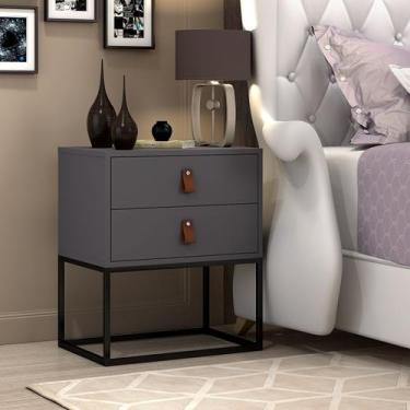 Imagem de Mesa De Cabeceira Cinza Moderno P/ Quarto Casal / Solteiro Com Puxador