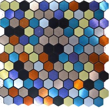 Imagem de Pastilha Aluminio Adesiva Decoração Banheiro Cozinha Colmeia - NeoBlue