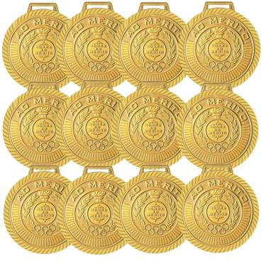 Imagem de Kit com 10 Medalhas Rema Honra Ao Mérito 60mm com Fita Ouro/Prata/Bronze