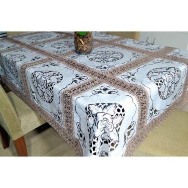 Imagem de Toalha de Mesa Entremeio 2,20m - Branca e Bege