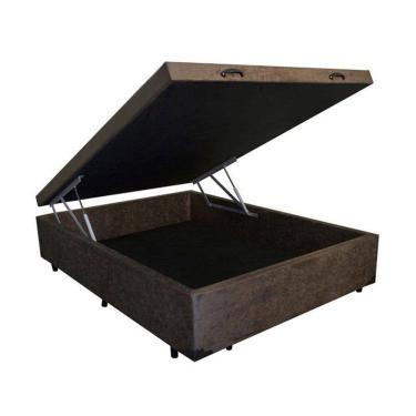 Imagem de Base Cama Box Baú Casal Suede Marrom 43x138x188