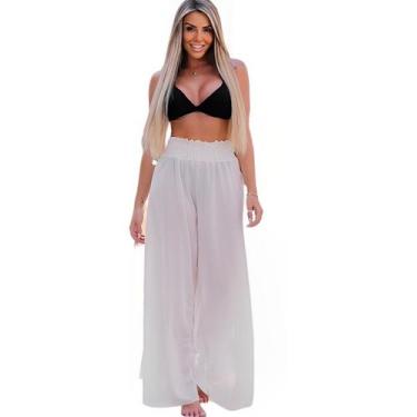 Imagem de Saida de Praia Calça Pantalona Com Elastico e Fenda - Look Dreams, M -