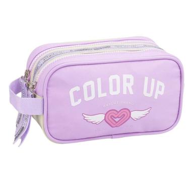 Imagem de Estojo Duplo Color Up Feminino Juvenil Infantil Escolar