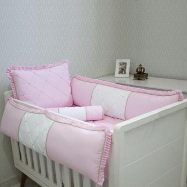 Imagem de Kit de Berço Coleção Requinte Liso 08 Peças Padrão Americano / 100% Al