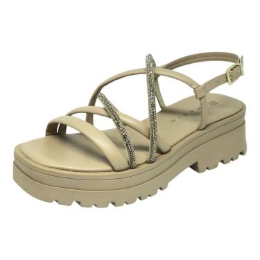 Imagem de Sandália Feminino Flatform Tratorada Strass Moderna Ramarim