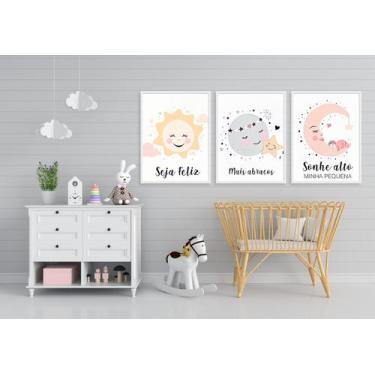 Imagem de Kit 3 Quadros Decorativos Personalizados Infantil Menino  Menina Bebê 