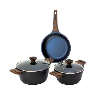 Imagem de Kit 3pç Caçarolas Frigideiras Antiaderente Temperatti Nigro
