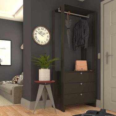 Imagem de Closet com 1 cabideiro e 3 Gavetas EY102 Linha Yes Emovell, Grafite In