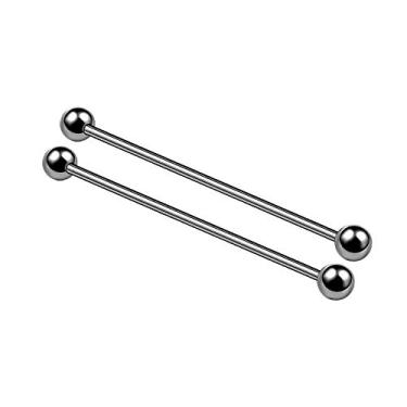 Imagem de MATIGA 2 peças de titânio calibre 14 barbels industriais piercing joia brinco andaime orelha cartilagem bola 5 mm mais opções, Titânio, metal